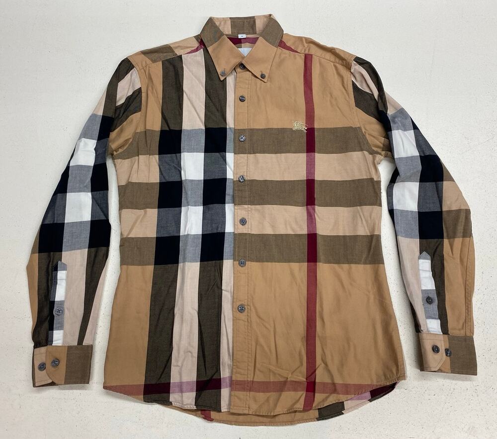 Men Burberry London England Nova Check all-over print graphic button up shirt M